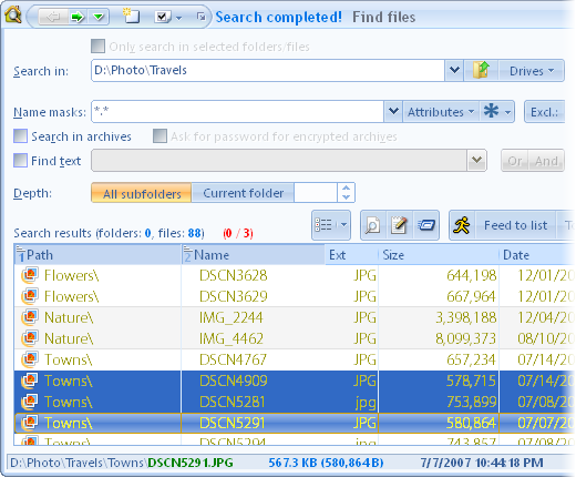 oMega Commander Features. Removing excessive files from search results.